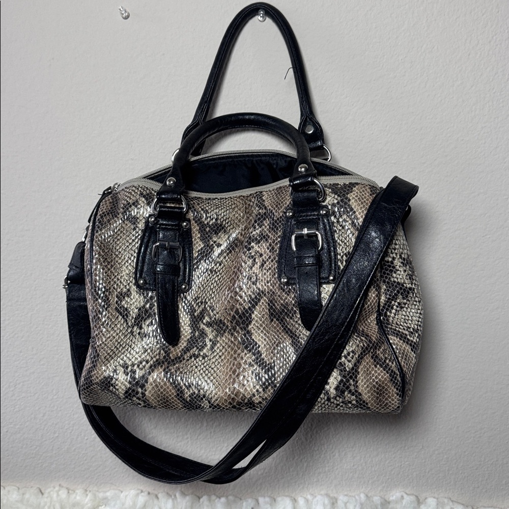 Moschino Textured Black and Tan Tote And Crossbody Bag